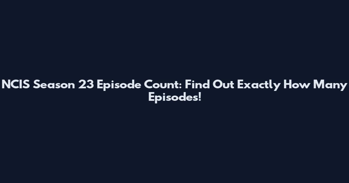 NCIS Season 23 Episode Count: Find Out Exactly How Many Episodes!
