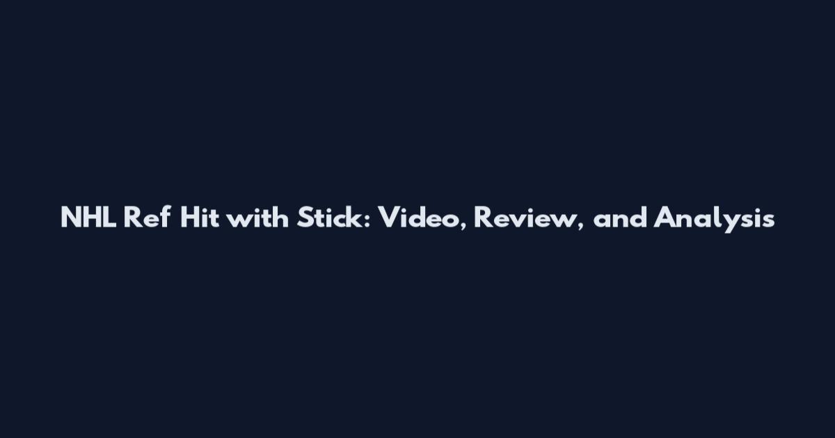 NHL Ref Hit with Stick: Video, Review, and Analysis