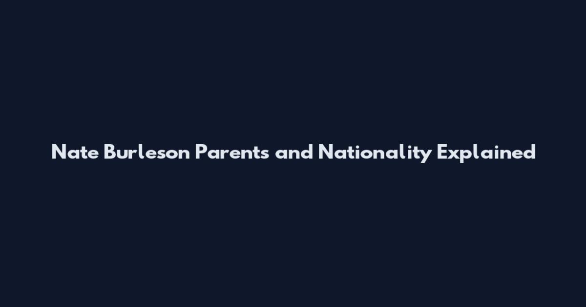 Nate Burleson Parents and Nationality Explained