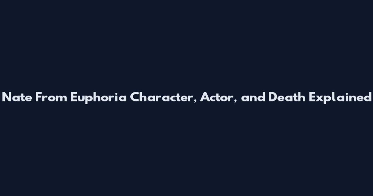 Nate From Euphoria Character, Actor, and Death Explained