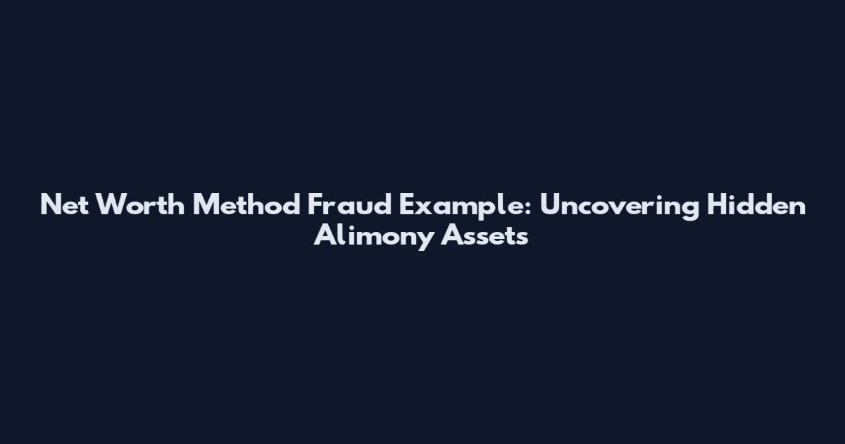 Net Worth Method Fraud Example: Uncovering Hidden Alimony Assets