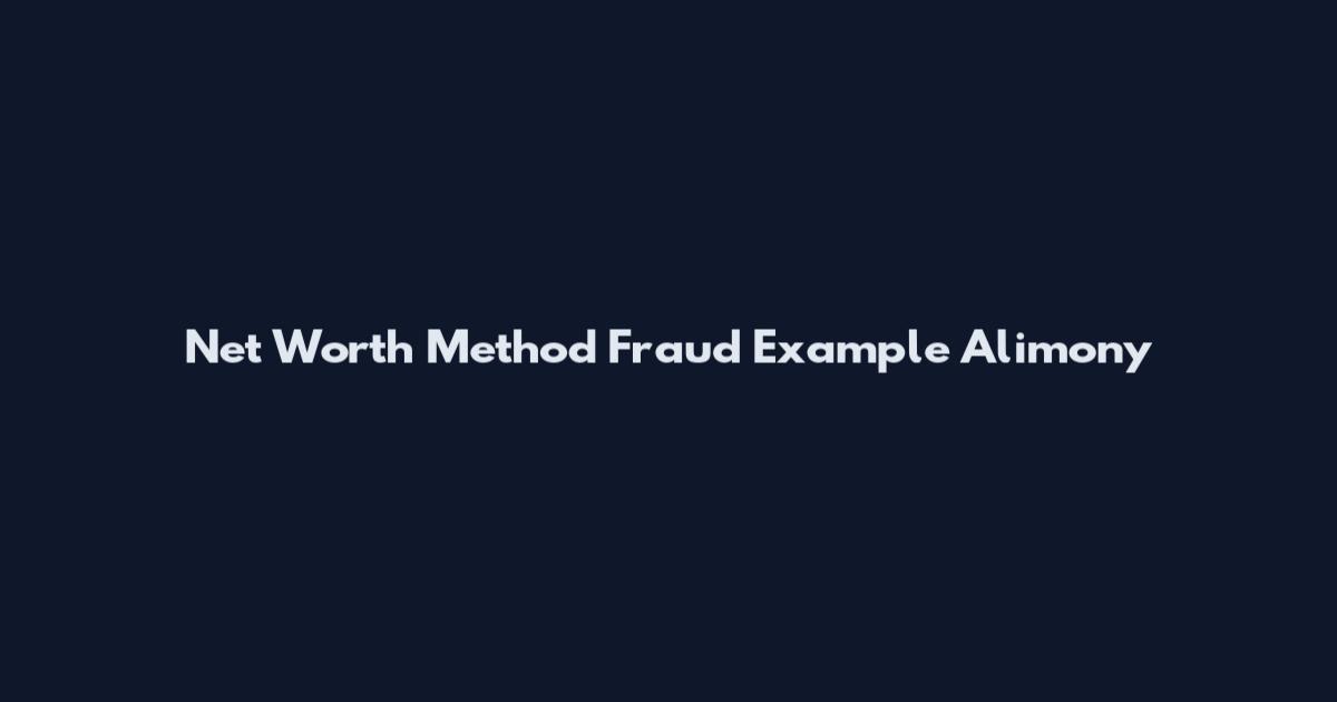 Net Worth Method Fraud Example Alimony