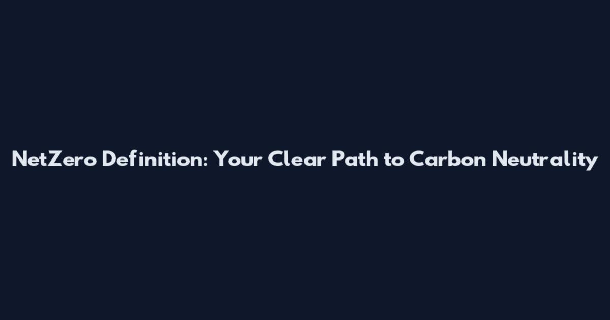 NetZero Definition: Your Clear Path to Carbon Neutrality