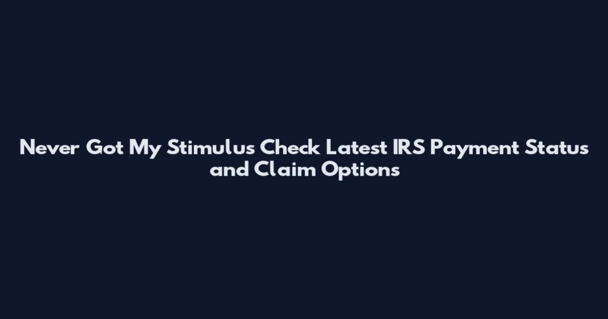 Never Got My Stimulus Check Latest IRS Payment Status and Claim Options