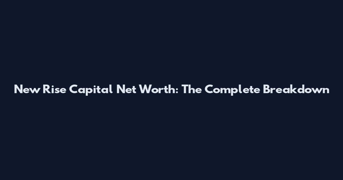 New Rise Capital Net Worth: The Complete Breakdown