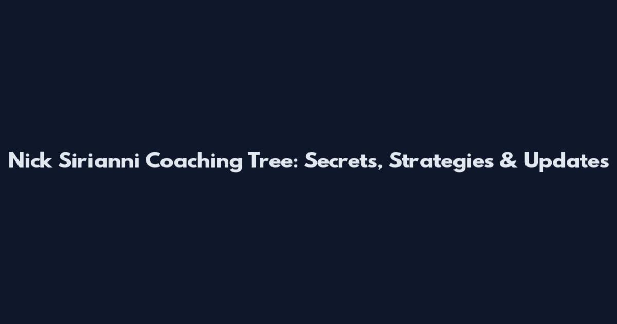 Nick Sirianni Coaching Tree: Secrets, Strategies & Updates