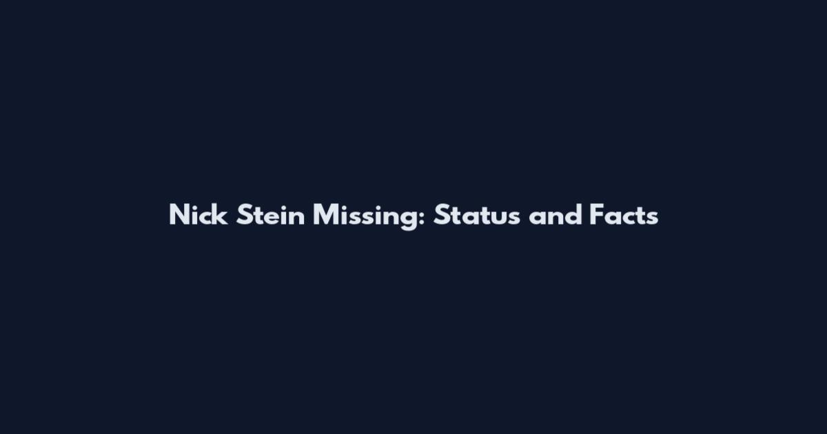 Nick Stein Missing: Status and Facts