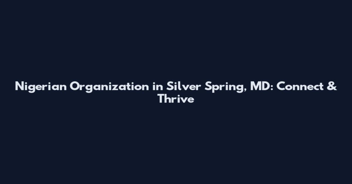 Nigerian Organization in Silver Spring, MD: Connect & Thrive