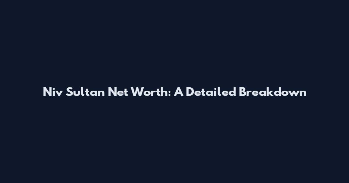 Niv Sultan Net Worth: A Detailed Breakdown