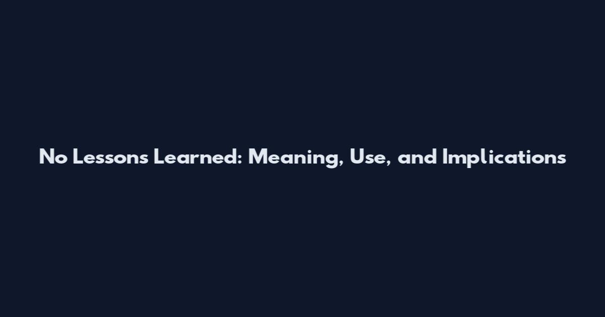 No Lessons Learned: Meaning, Use, and Implications