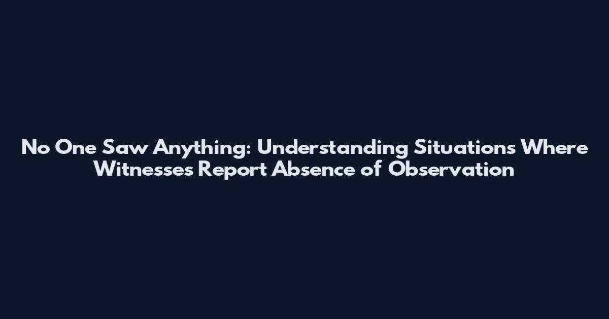 No One Saw Anything: Understanding Situations Where Witnesses Report Absence of Observation