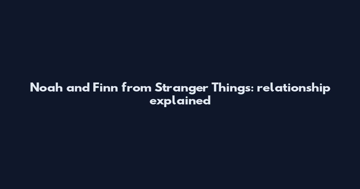 Noah and Finn from Stranger Things: relationship explained