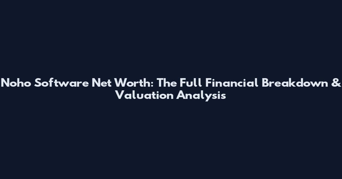 Noho Software Net Worth: The Full Financial Breakdown & Valuation Analysis