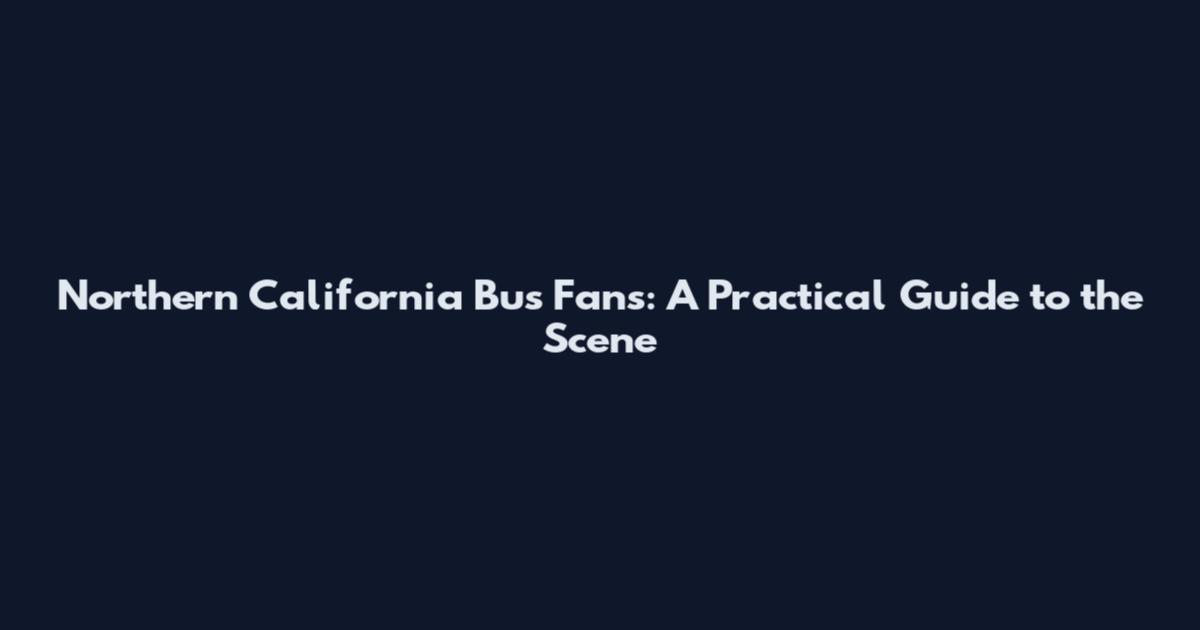 Northern California Bus Fans: A Practical Guide to the Scene