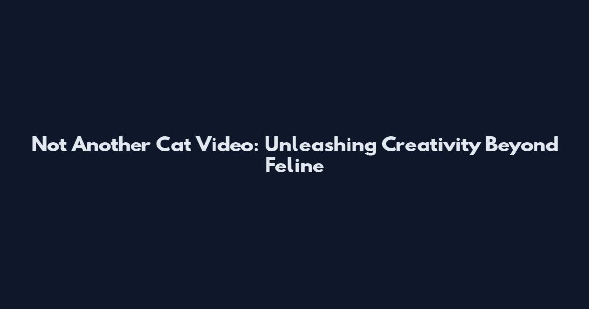 Not Another Cat Video: Unleashing Creativity Beyond Feline