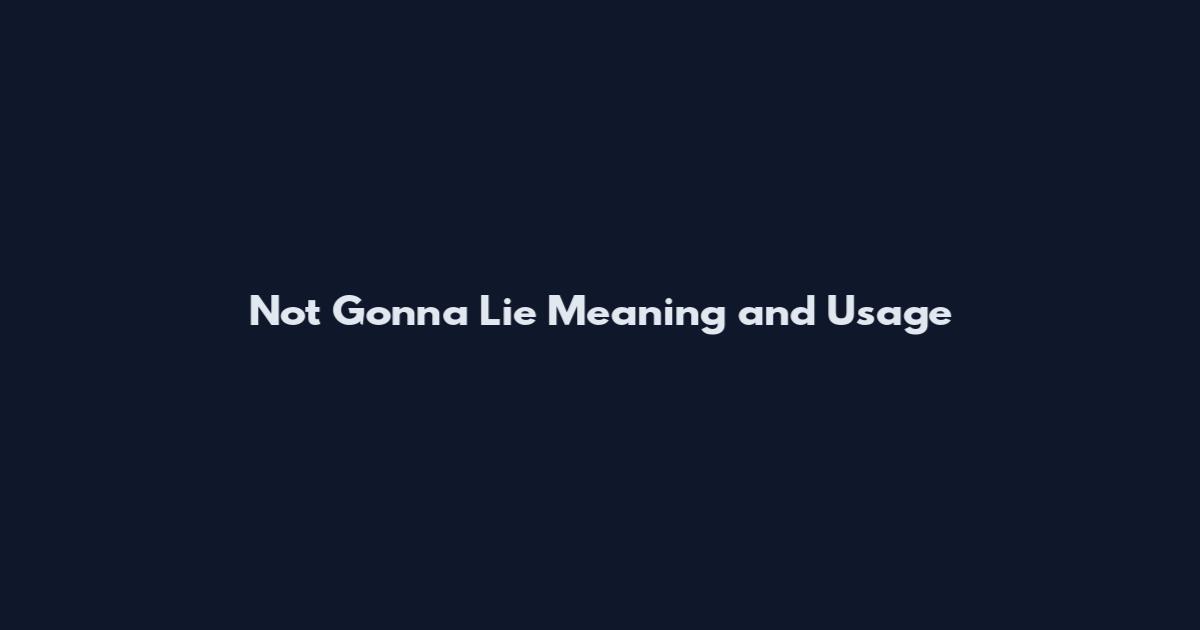 Not Gonna Lie Meaning and Usage