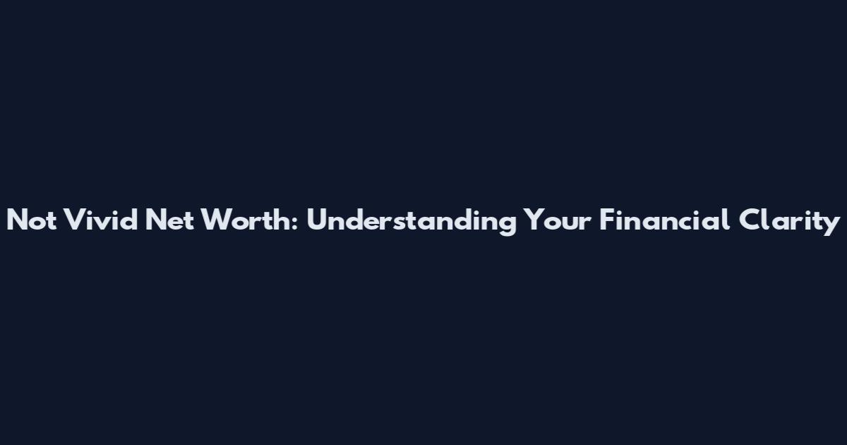Not Vivid Net Worth: Understanding Your Financial Clarity