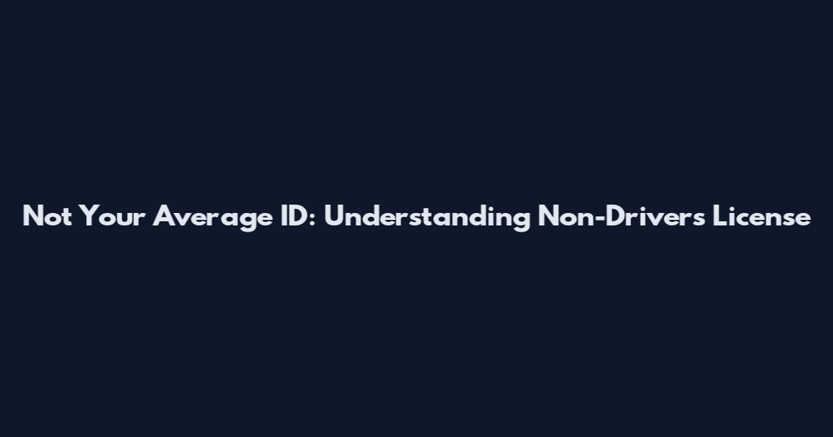 Not Your Average ID: Understanding Non-Driver's License