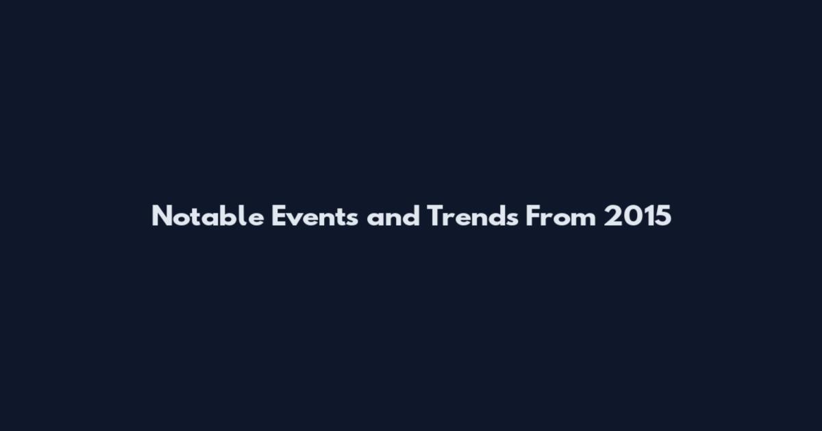 Notable Events and Trends From 2015