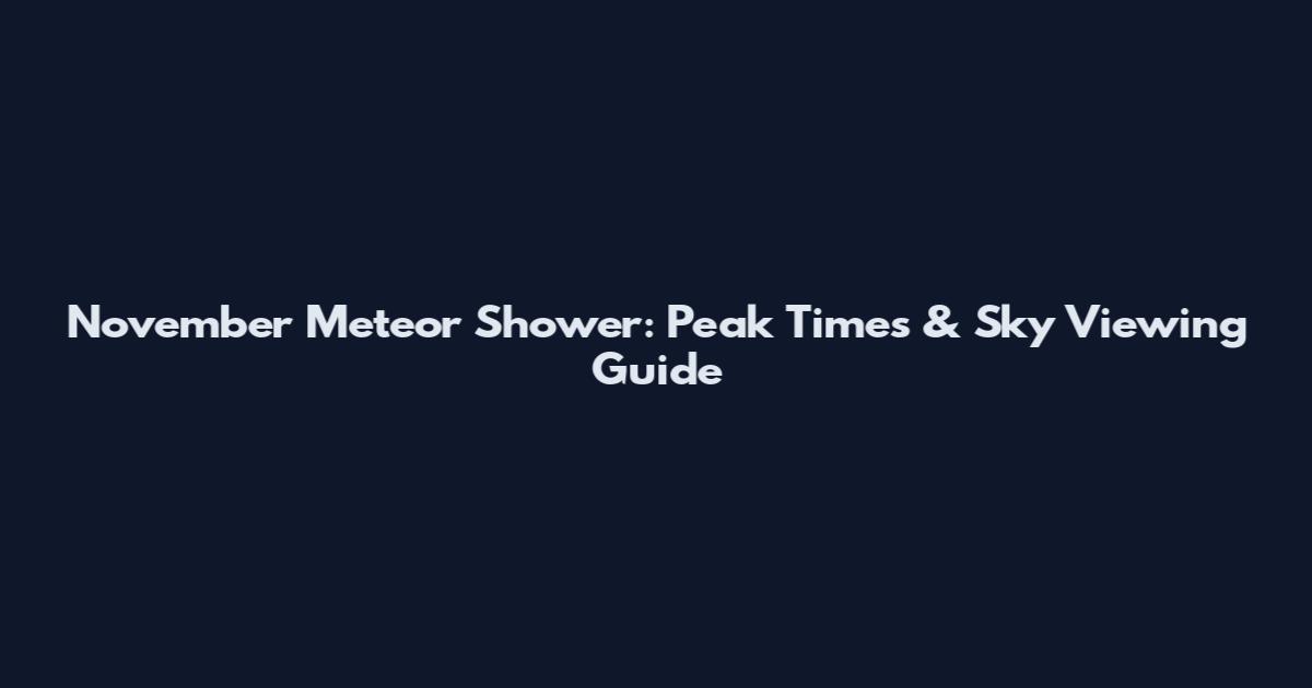 November Meteor Shower: Peak Times & Sky Viewing Guide