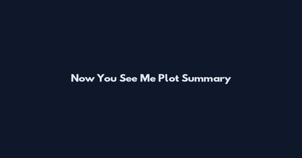 Now You See Me Plot Summary