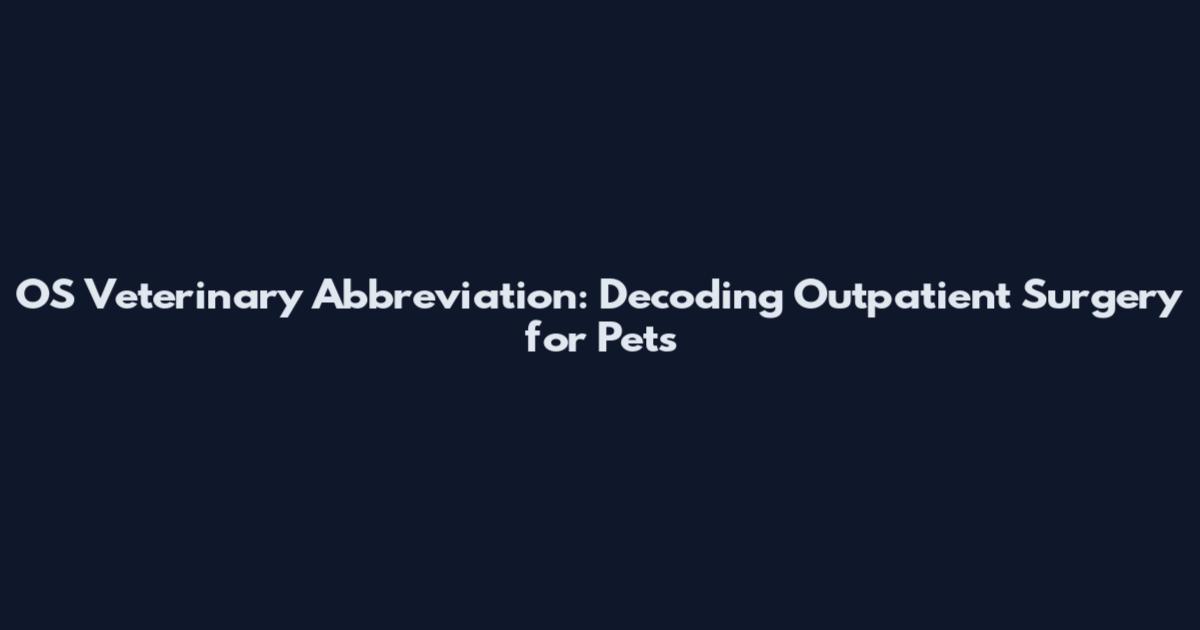 OS Veterinary Abbreviation: Decoding Outpatient Surgery for Pets