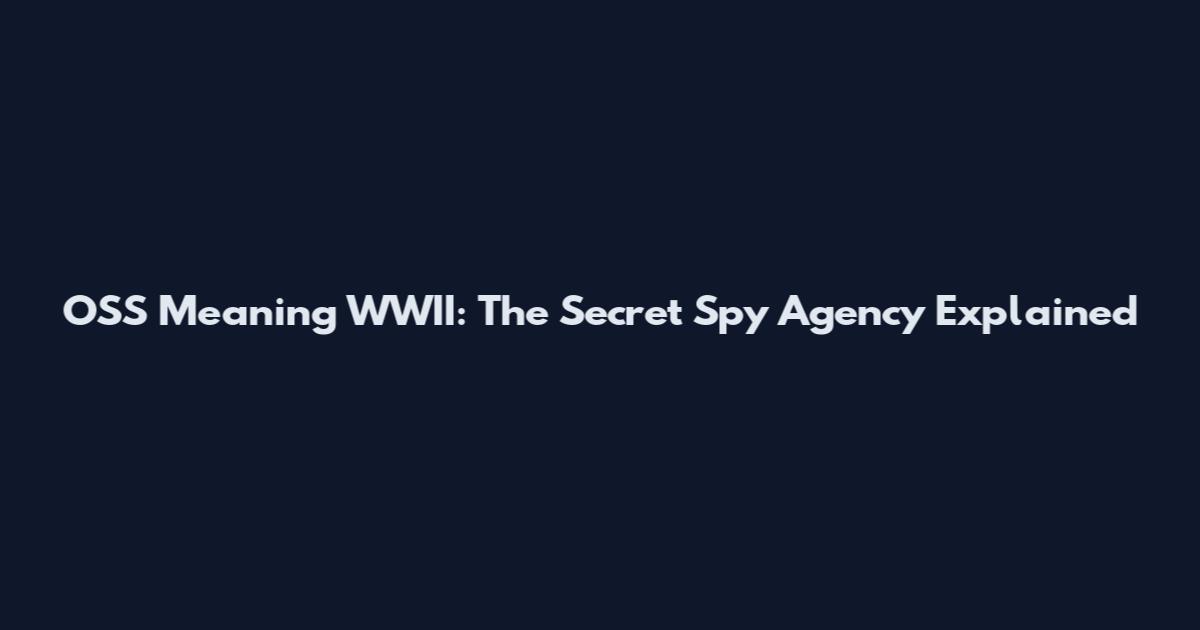 OSS Meaning WWII: The Secret Spy Agency Explained