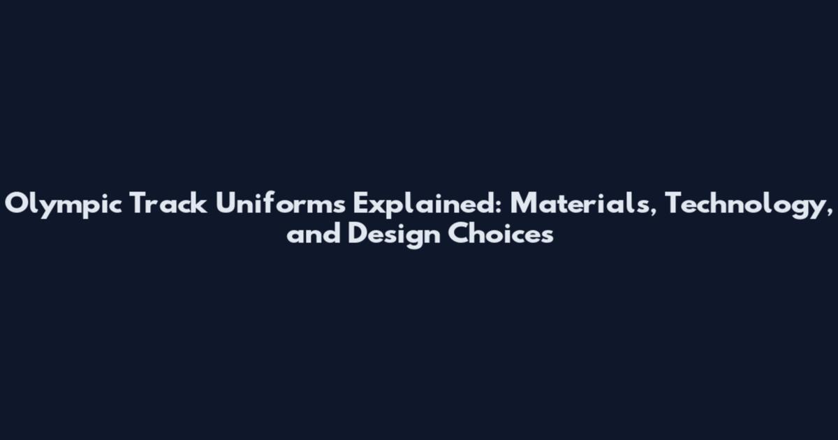 Olympic Track Uniforms Explained: Materials, Technology, and Design Choices