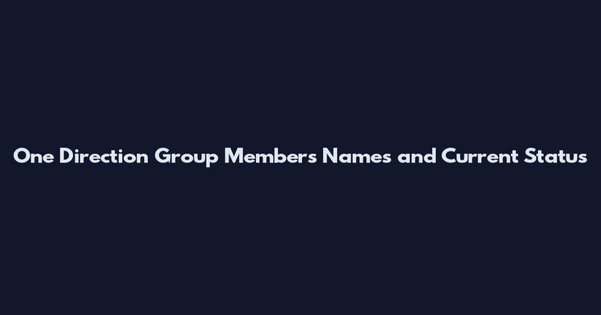 One Direction Group Members Names and Current Status