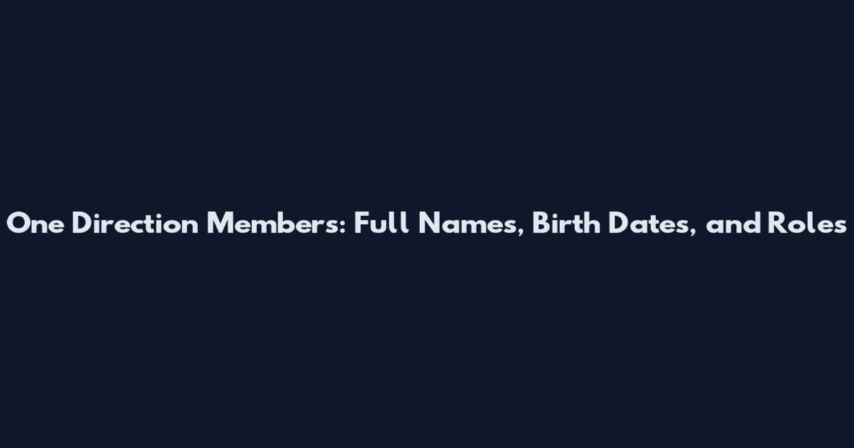 One Direction Members: Full Names, Birth Dates, and Roles