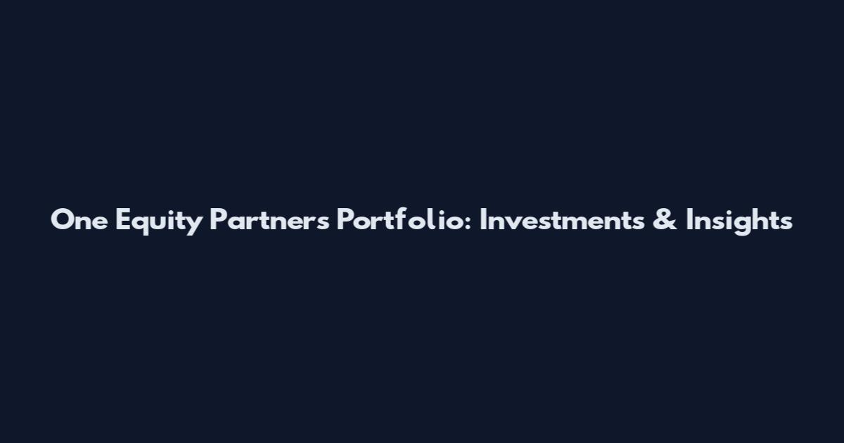 One Equity Partners Portfolio: Investments & Insights