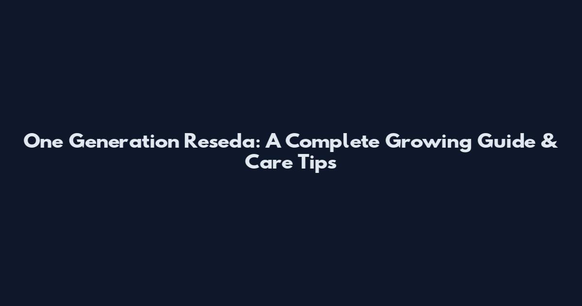 One Generation Reseda: A Complete Growing Guide & Care Tips