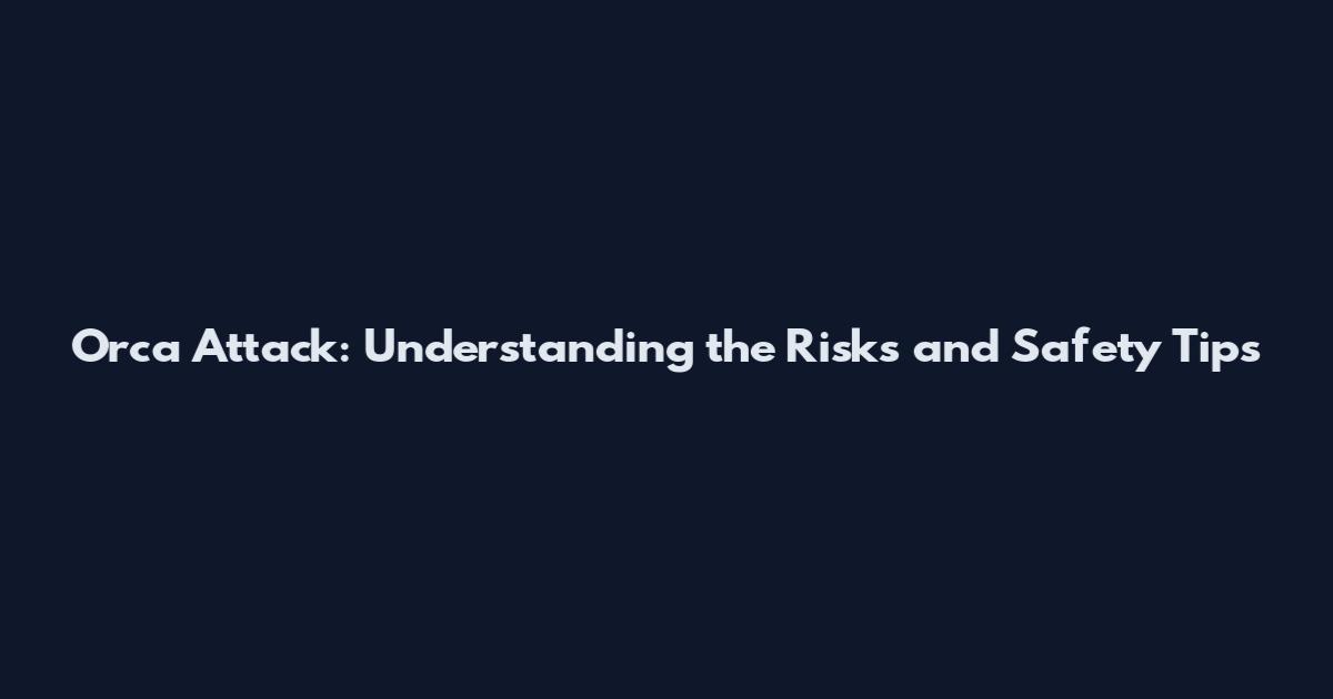 Orca Attack: Understanding the Risks and Safety Tips