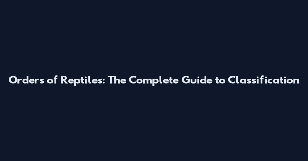 Orders of Reptiles: The Complete Guide to Classification