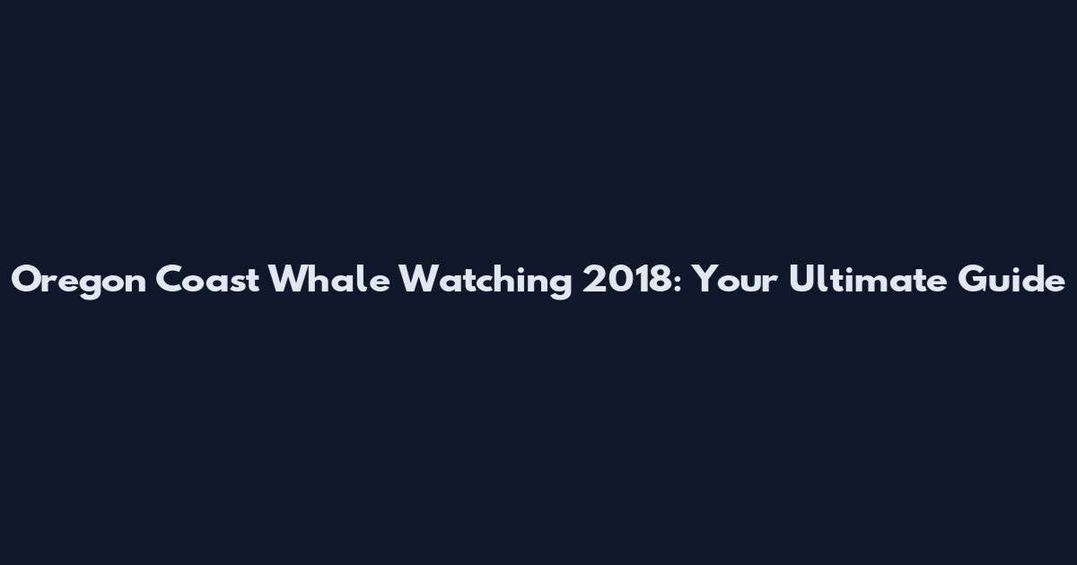 Oregon Coast Whale Watching 2018: Your Ultimate Guide