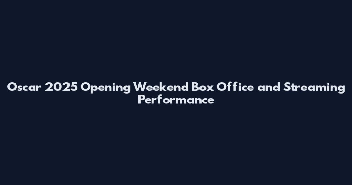 Oscar 2025 Opening Weekend Box Office and Streaming Performance