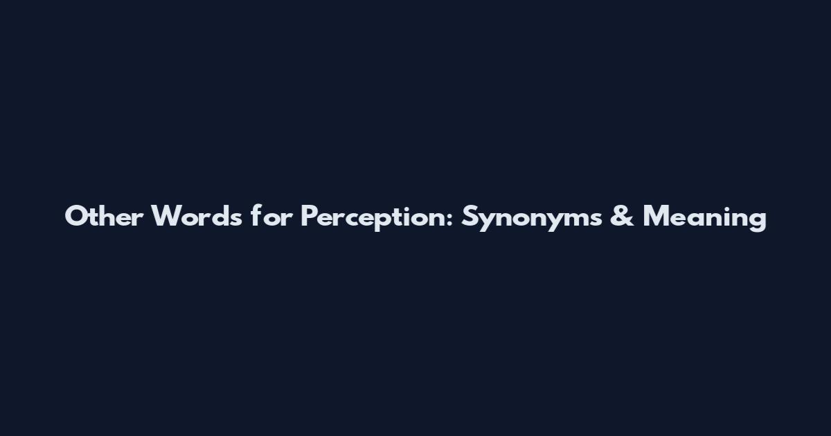 Other Words for Perception: Synonyms & Meaning