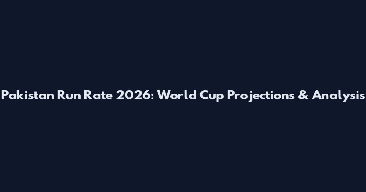 Pakistan Run Rate 2026: World Cup Projections & Analysis