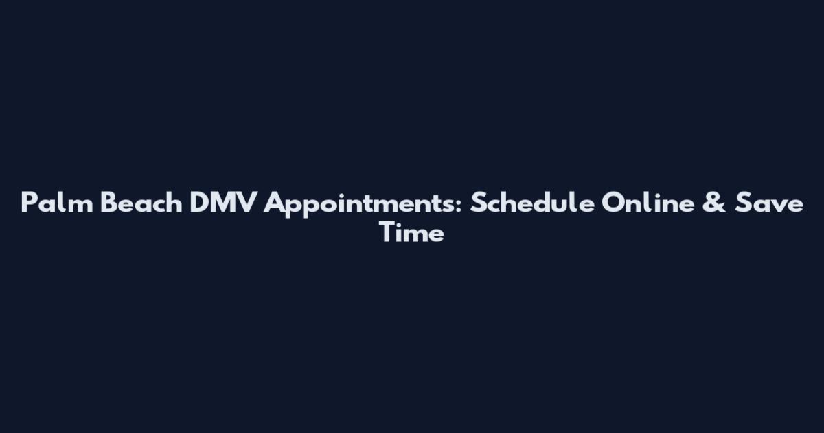 Palm Beach DMV Appointments: Schedule Online & Save Time