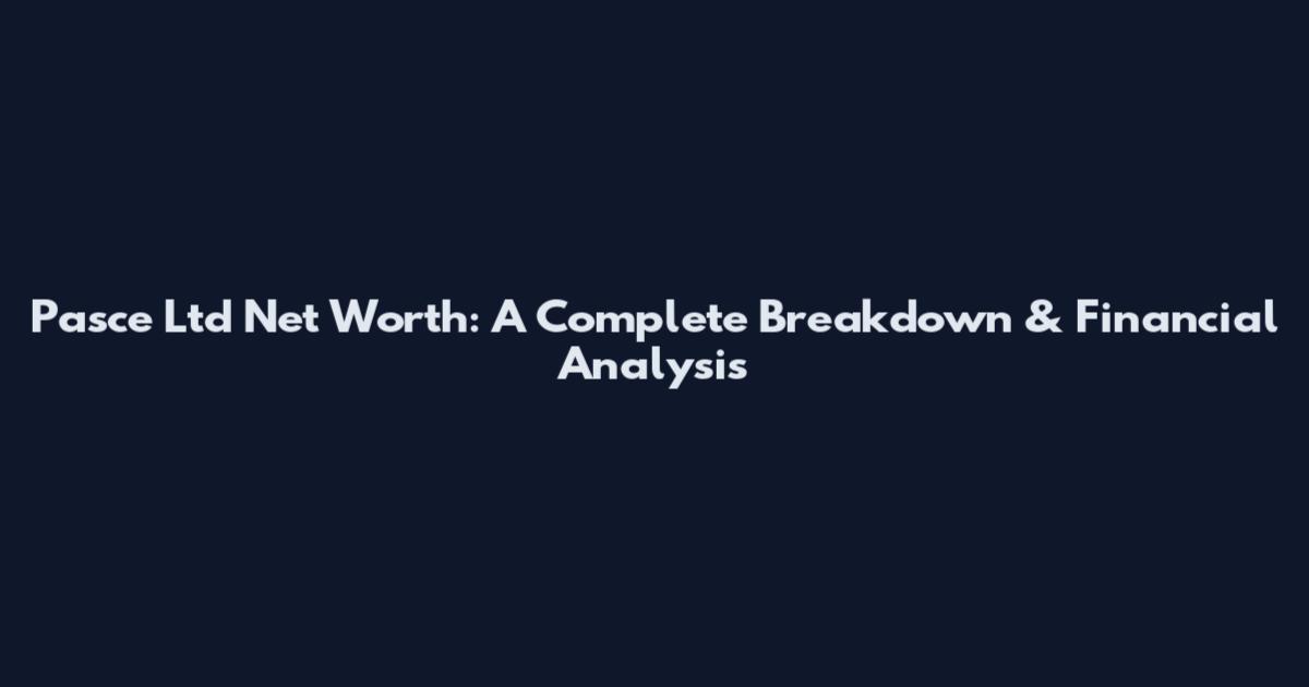 Pasce Ltd Net Worth: A Complete Breakdown & Financial Analysis