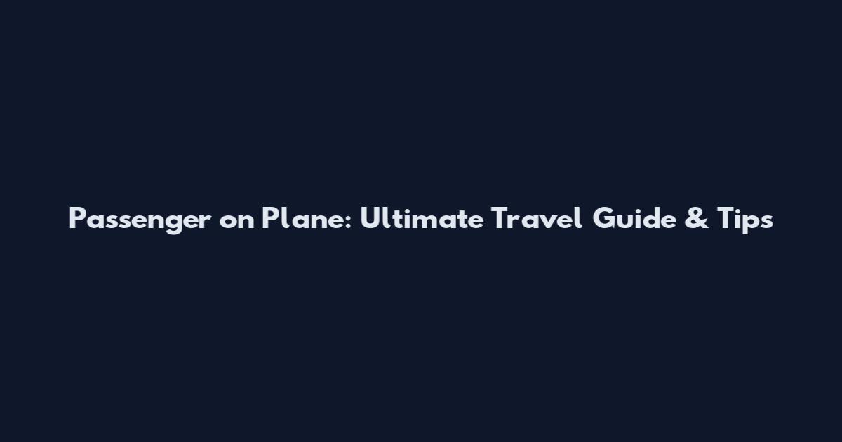 Passenger on Plane: Ultimate Travel Guide & Tips