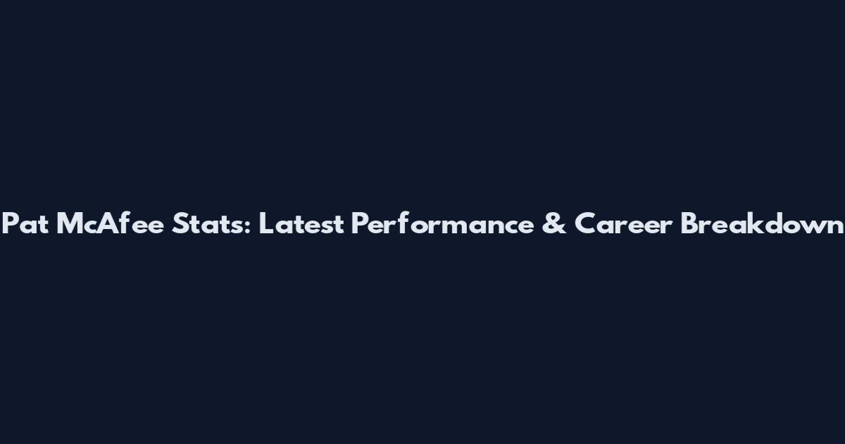 Pat McAfee Stats: Latest Performance & Career Breakdown
