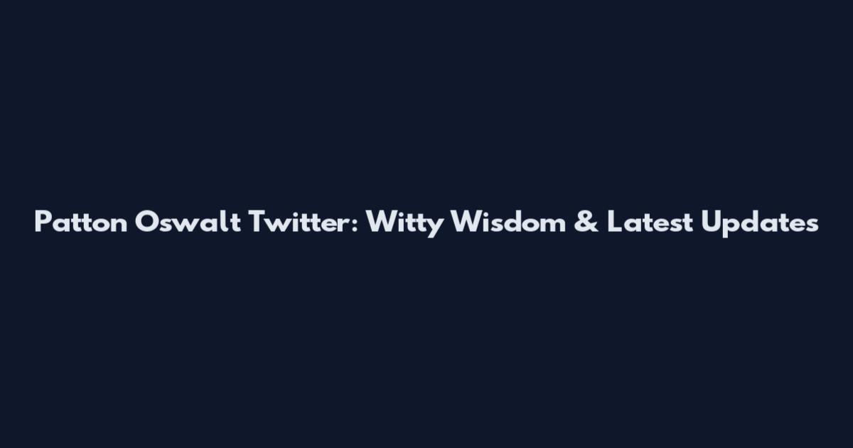 Patton Oswalt Twitter: Witty Wisdom & Latest Updates