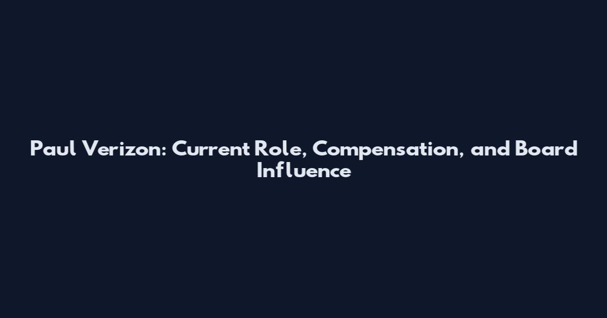 Paul Verizon: Current Role, Compensation, and Board Influence