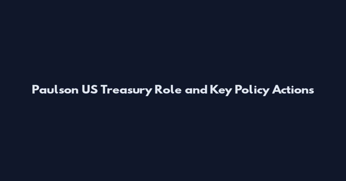 Paulson US Treasury Role and Key Policy Actions