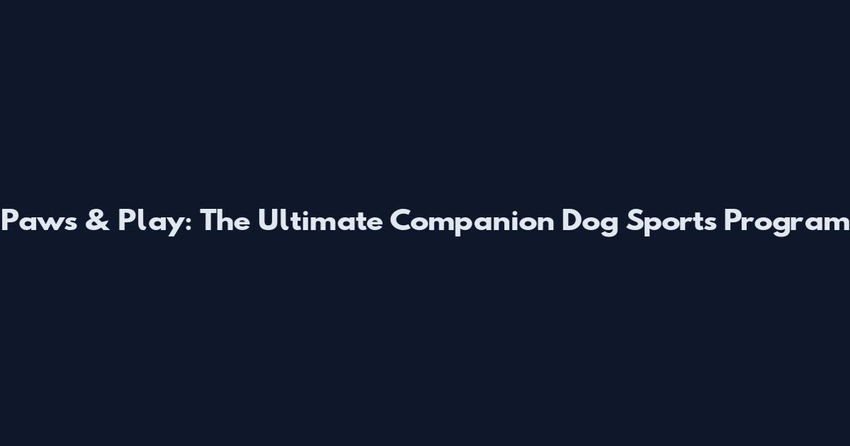 Paws & Play: The Ultimate Companion Dog Sports Program