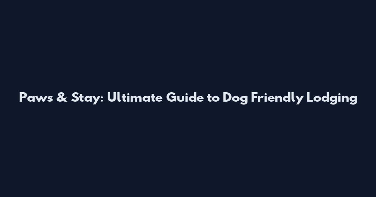 Paws & Stay: Ultimate Guide to Dog Friendly Lodging