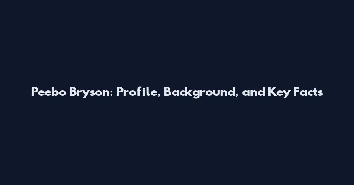 Peebo Bryson: Profile, Background, and Key Facts