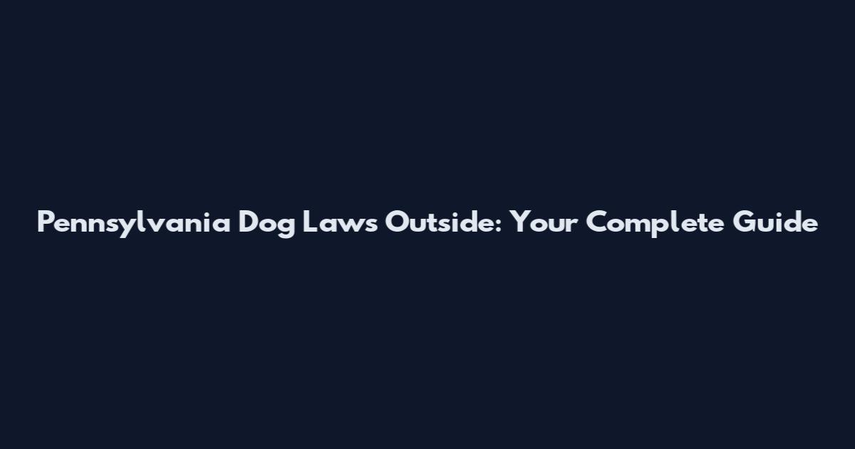 Pennsylvania Dog Laws Outside: Your Complete Guide
