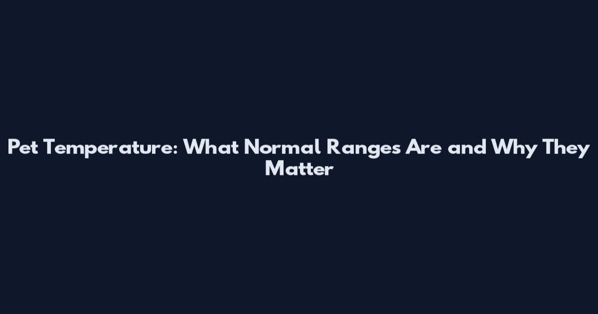 Pet Temperature: What Normal Ranges Are and Why They Matter